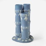 A Wedgwood Solid Blue Jasperware Three Cane Bamboo-Form Vase UK, circa 1790