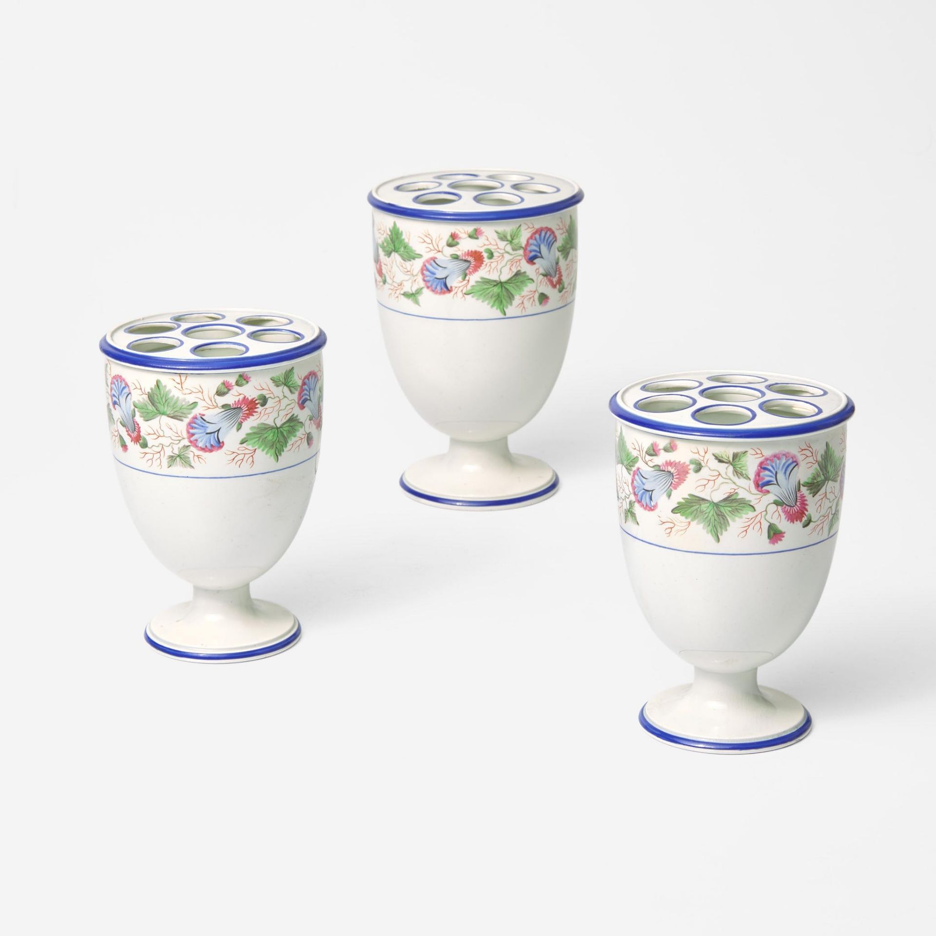 A Wedgwood Three-Piece Pearlware Bough Pot Garniture UK, circa 1810