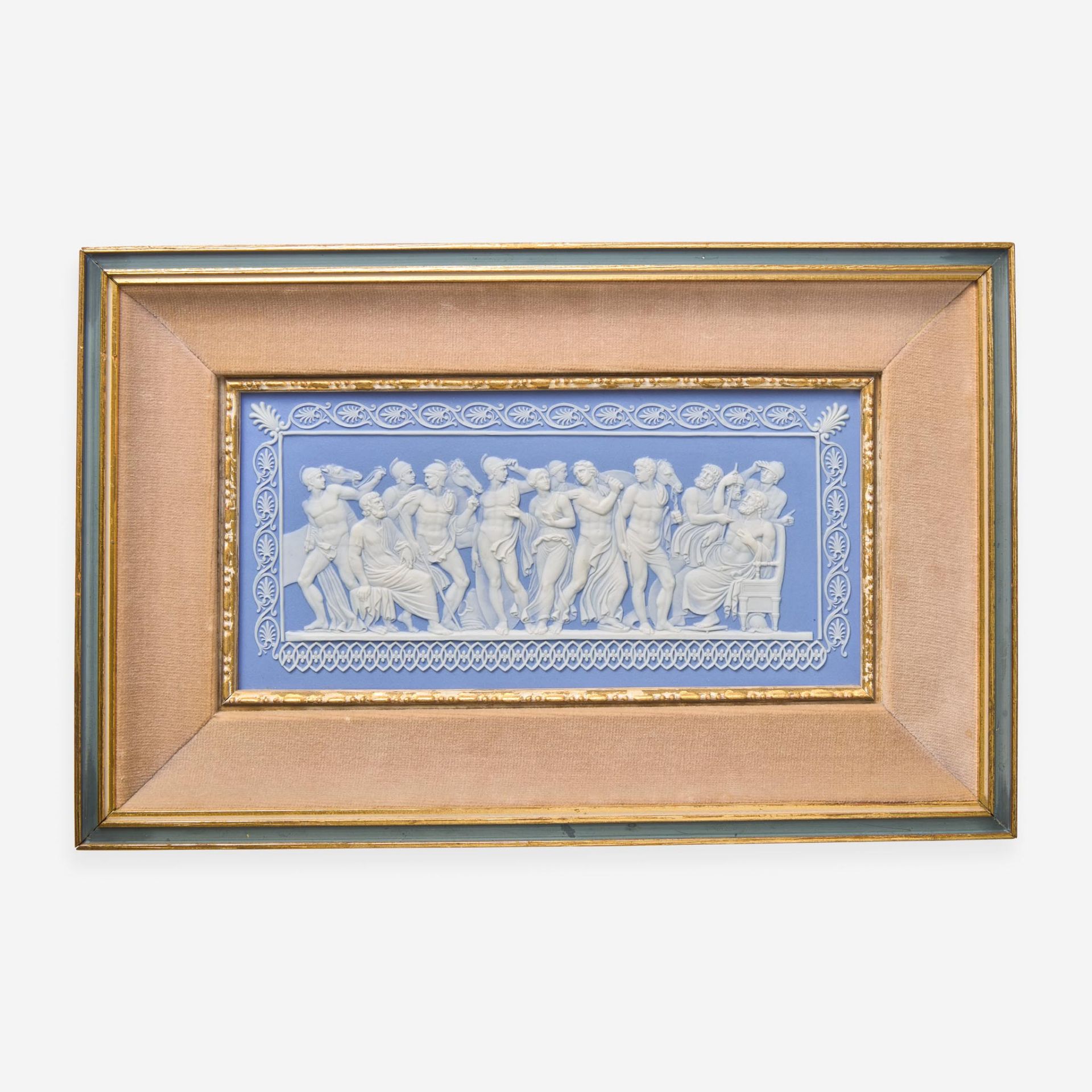 A Wedgwood Solid Light Blue Jasperware "Achilles at Scyros" Plaque UK, circa 1800