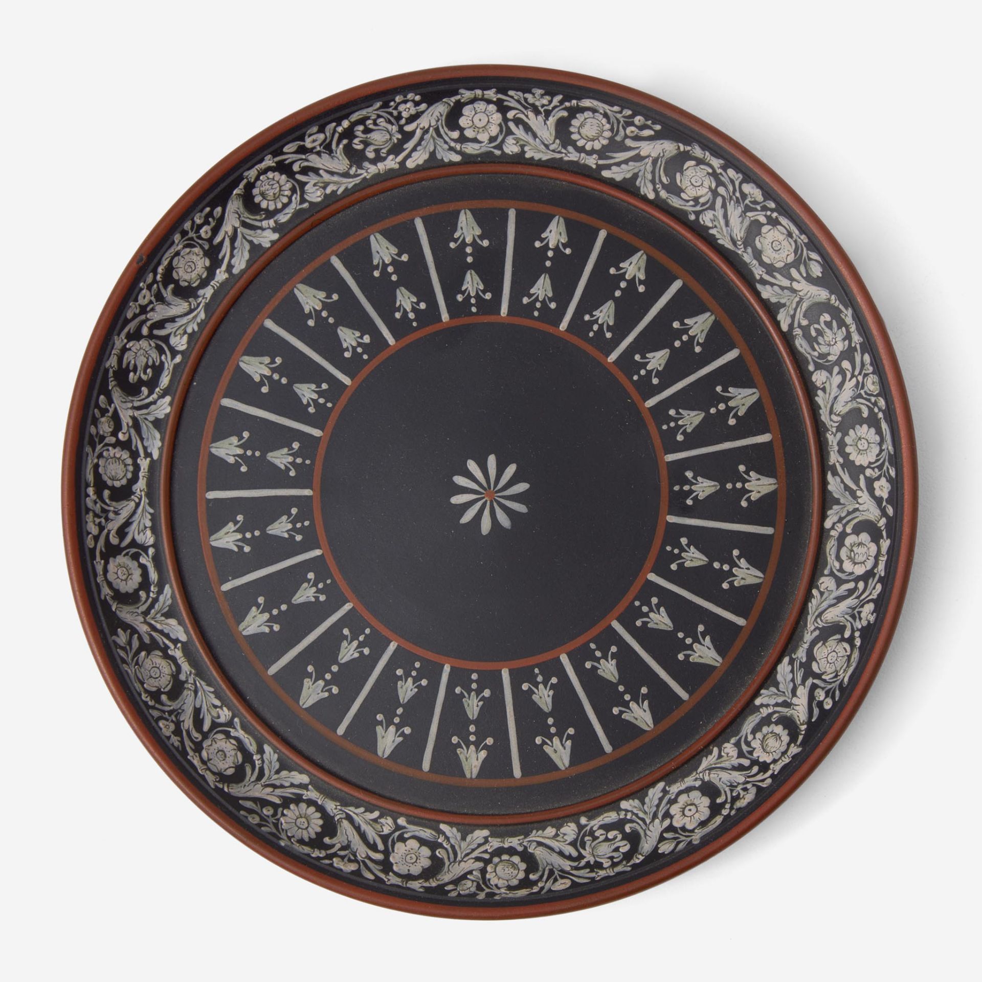 A Wedgwood Encaustic-Decorated Black Basalt Plate UK, circa 1785