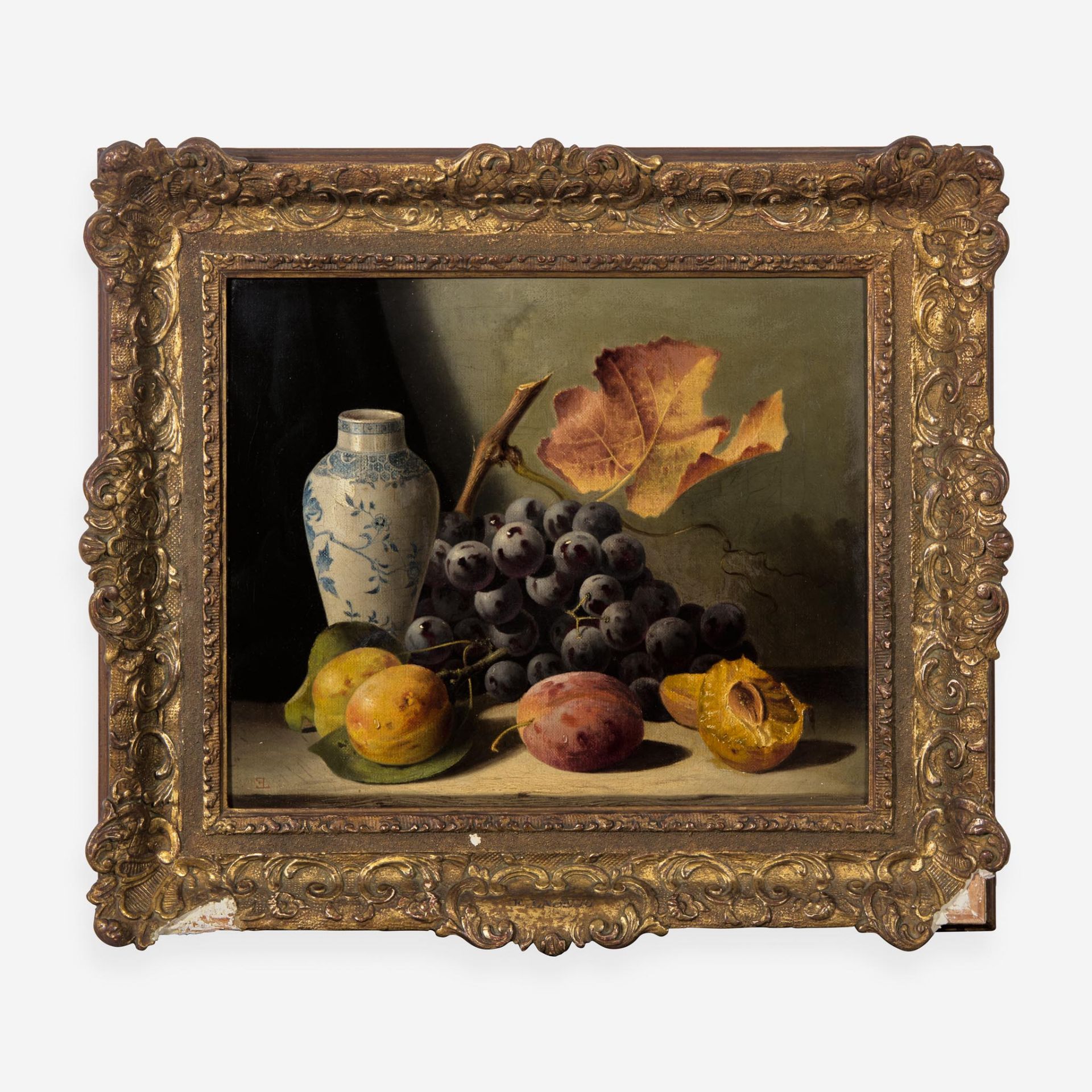 Edward Ladell (British, 1821-1886) Still Life with Fruit and Vase - Image 2 of 2