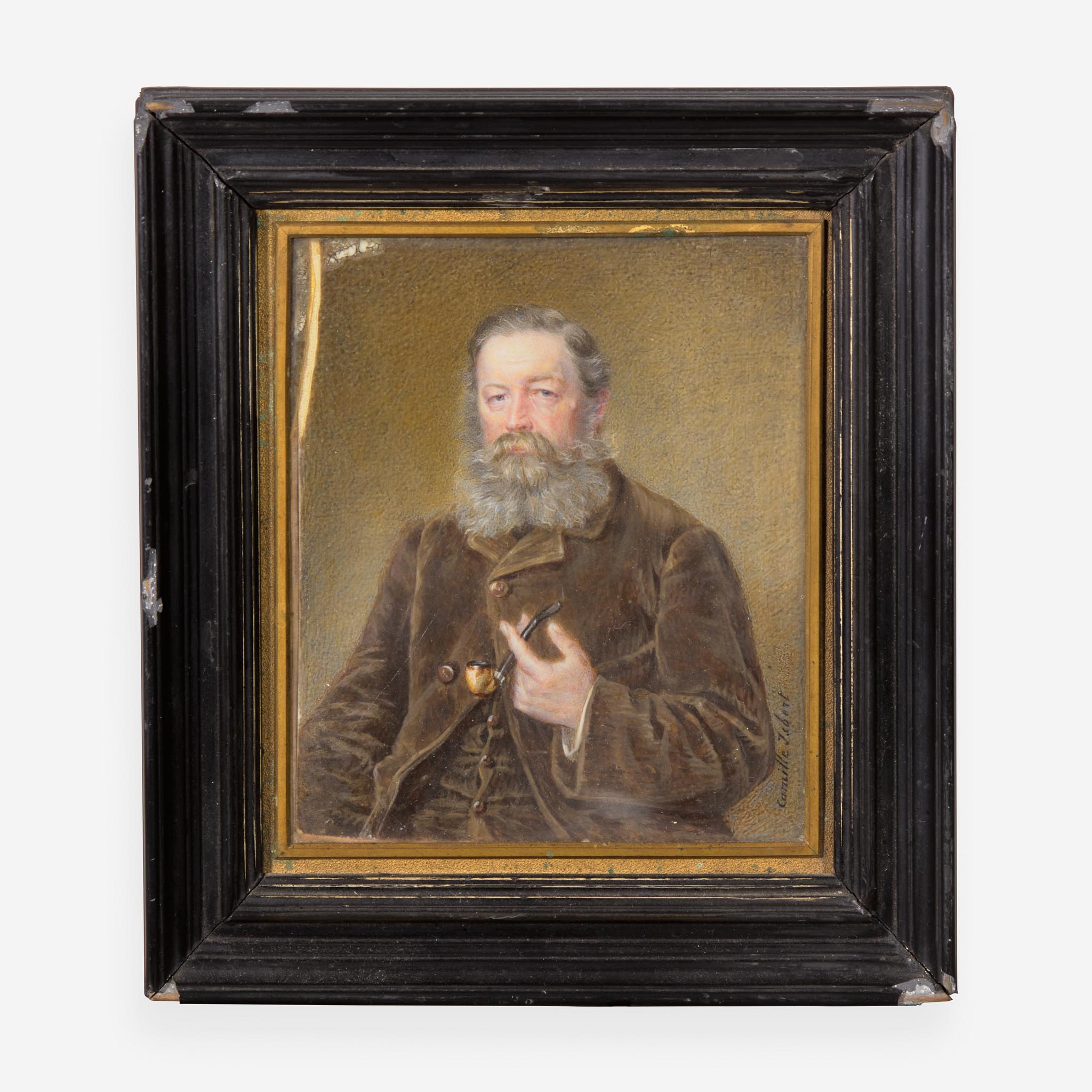 Camille Cornélie Isbert (French, 1825–1911) Miniature Portrait of Mr. Oscar Tartaral - Image 2 of 2