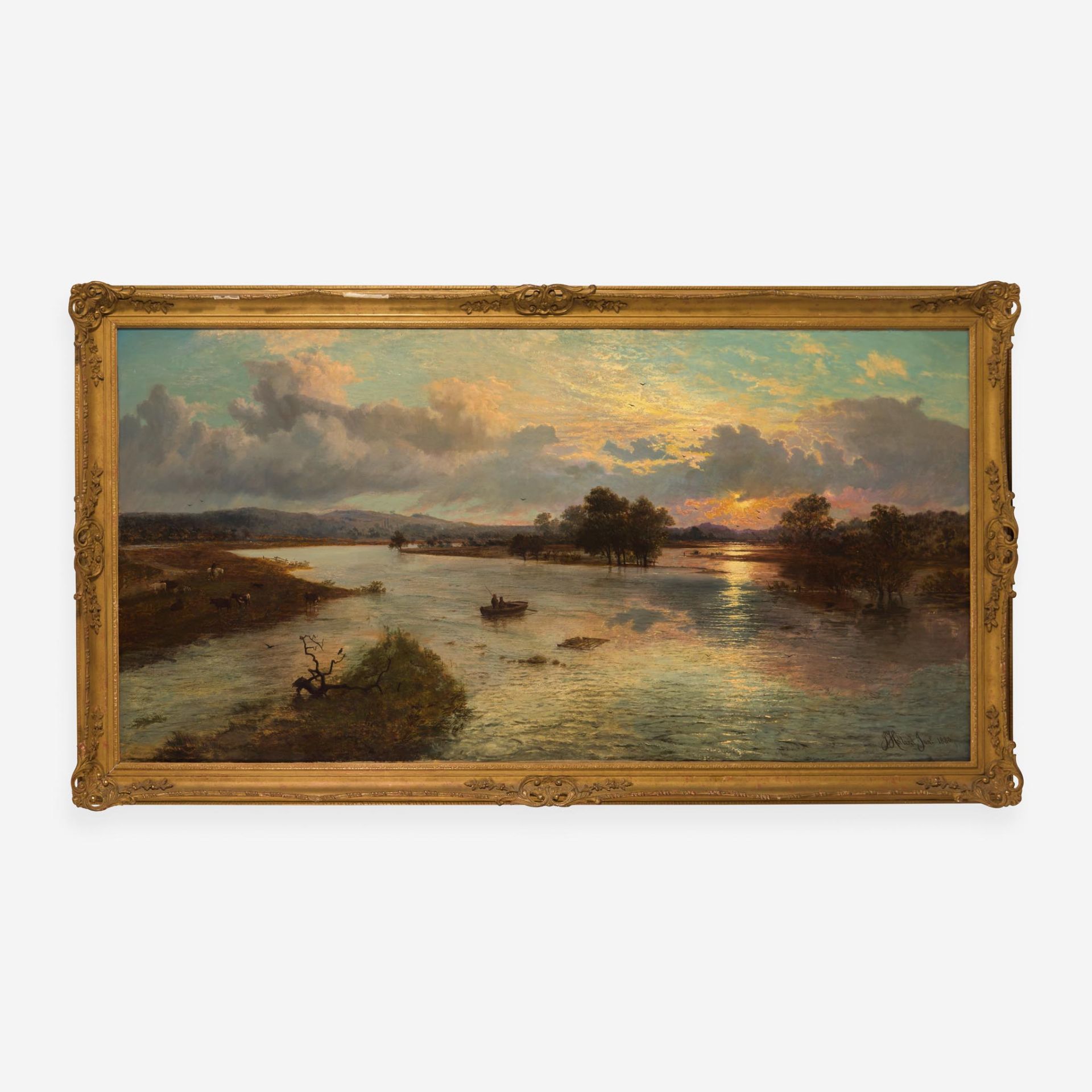 John Holland (British, 1799–1880) Sunset on the Trent Estuary - Image 2 of 2