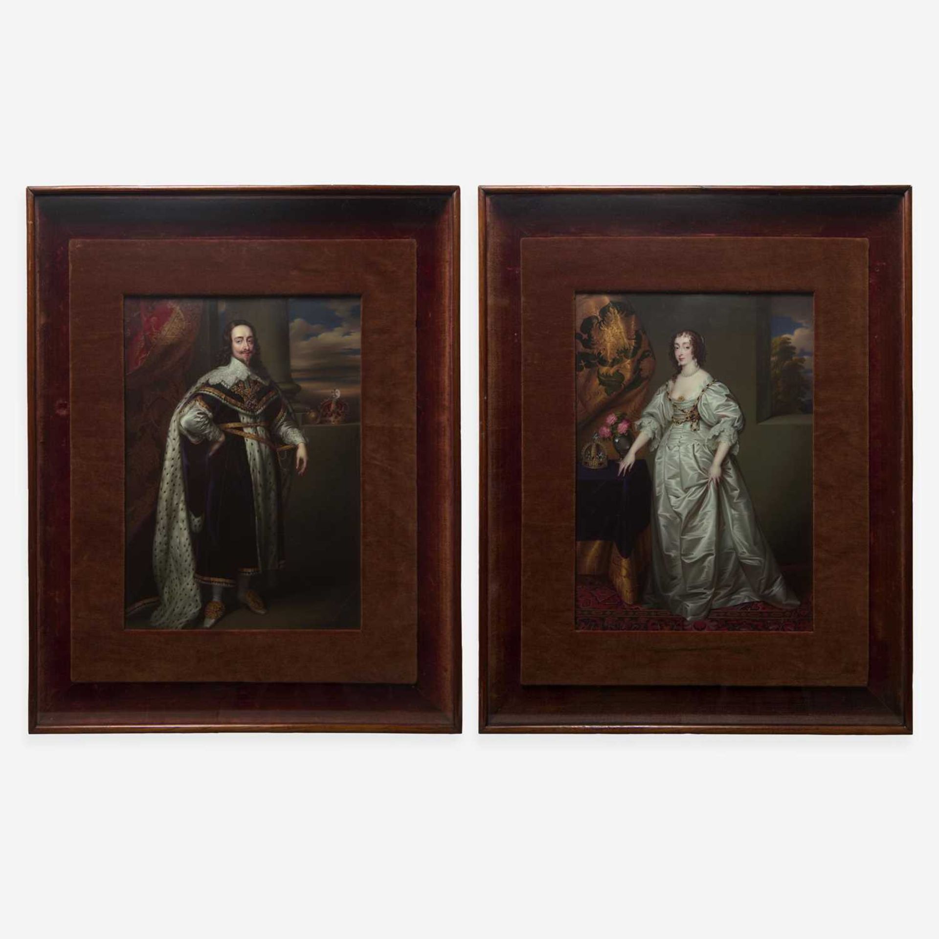 Henry-Pierce Bone (British, 1779-1855) Pair of Portraits of Charles I and his wife Henrietta Maria - Image 2 of 6