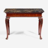 A George II rectangular carved walnut side table with Portoro marble top mid-18th century