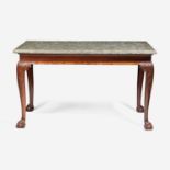 A George II rectangular carved mahogany side table with Derbyshire "fossil" marble top circa