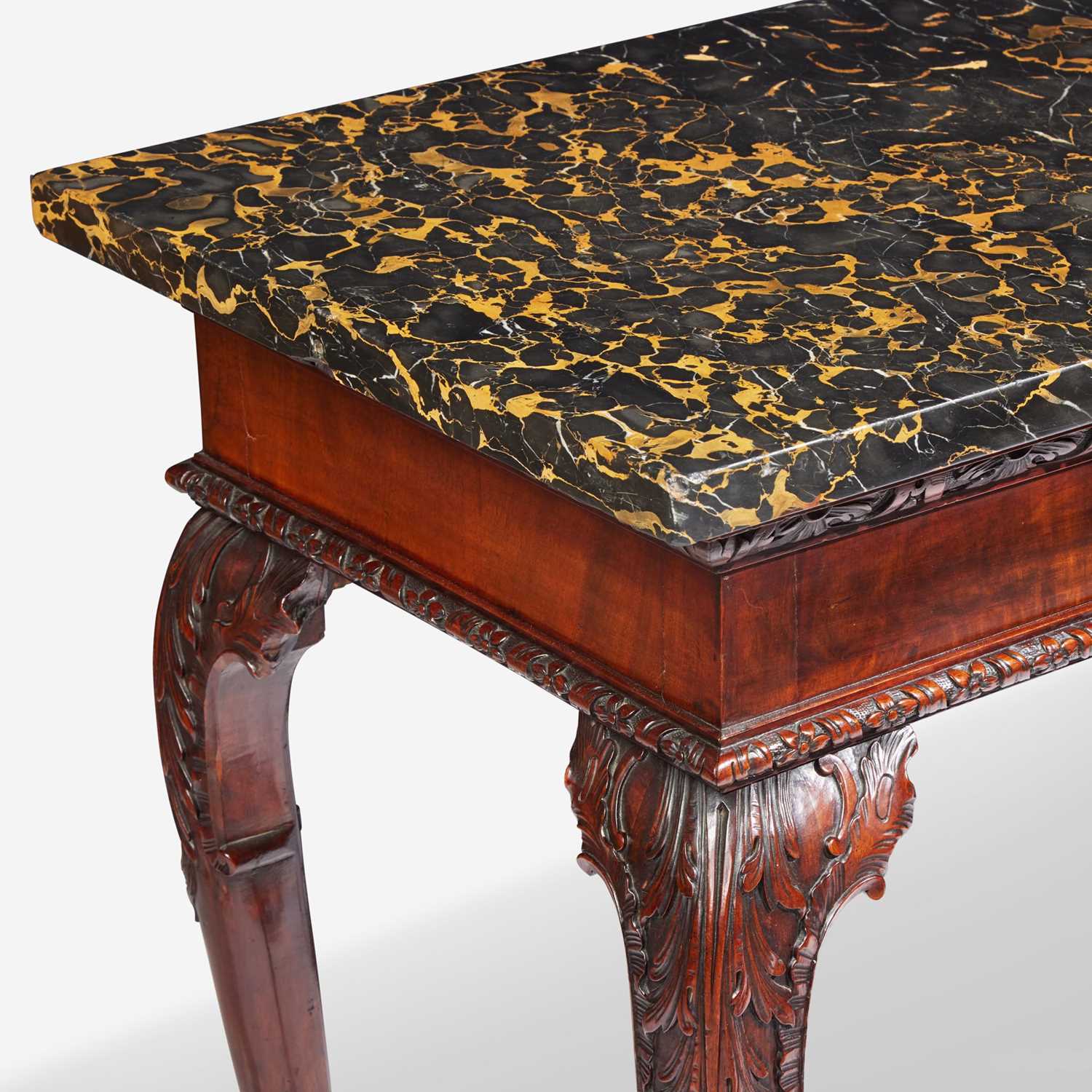 A George II rectangular carved walnut side table with Portoro marble top mid-18th century - Image 4 of 4