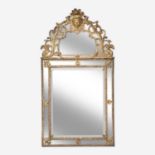 A late Louis XIV giltwood glass-bordered mirror circa 1690