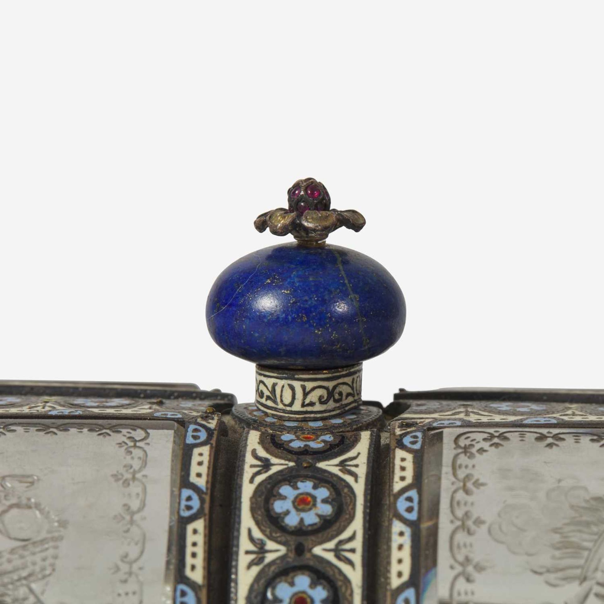 A Viennese cut-glass, silver, and cloisonné enamel coffer late 19th / early 20th century - Image 3 of 3