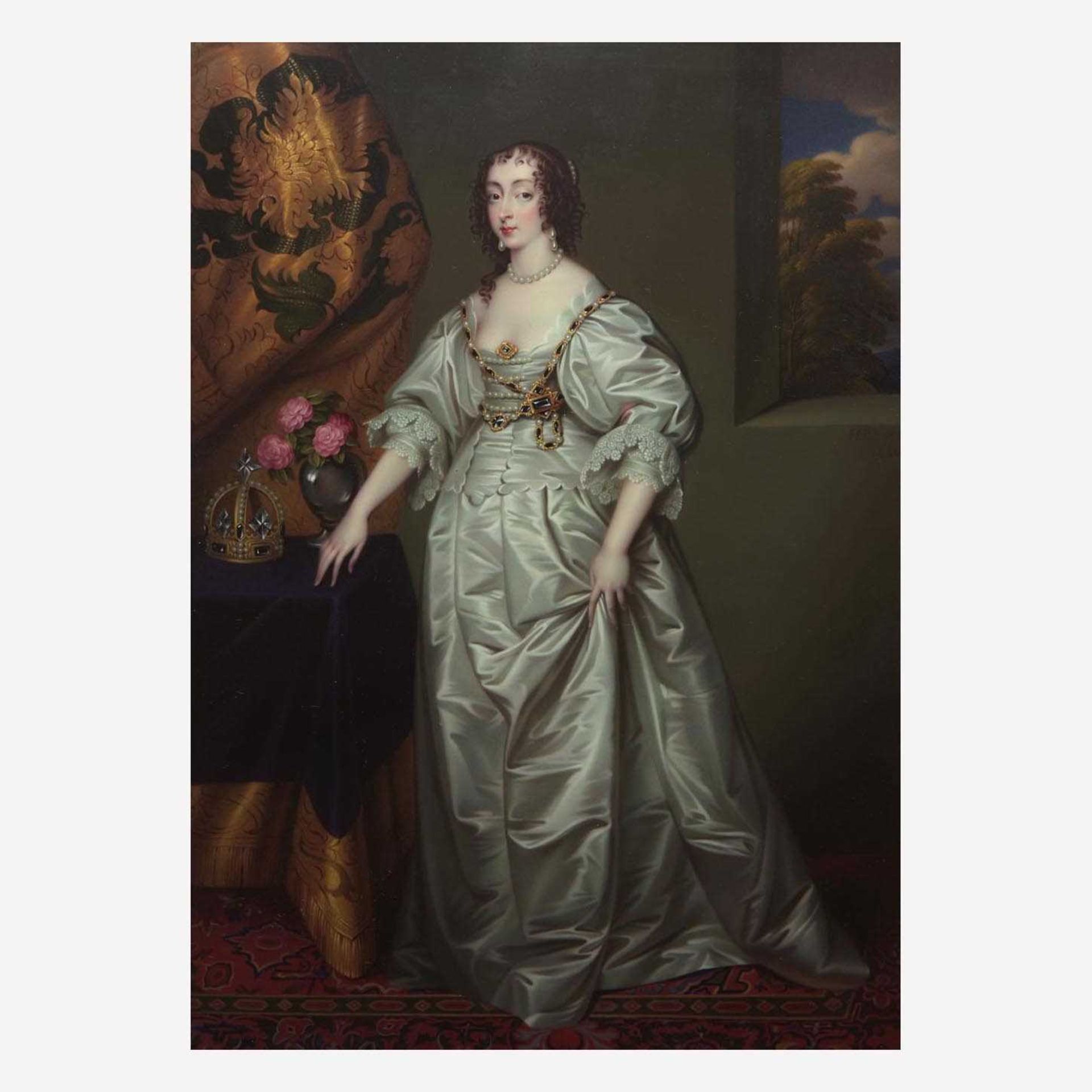 Henry-Pierce Bone (British, 1779-1855) Pair of Portraits of Charles I and his wife Henrietta Maria - Image 4 of 6