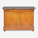 A Charles X gilt bronze-mounted pollard oak side cabinet with Saint Anne marble top circa 1820