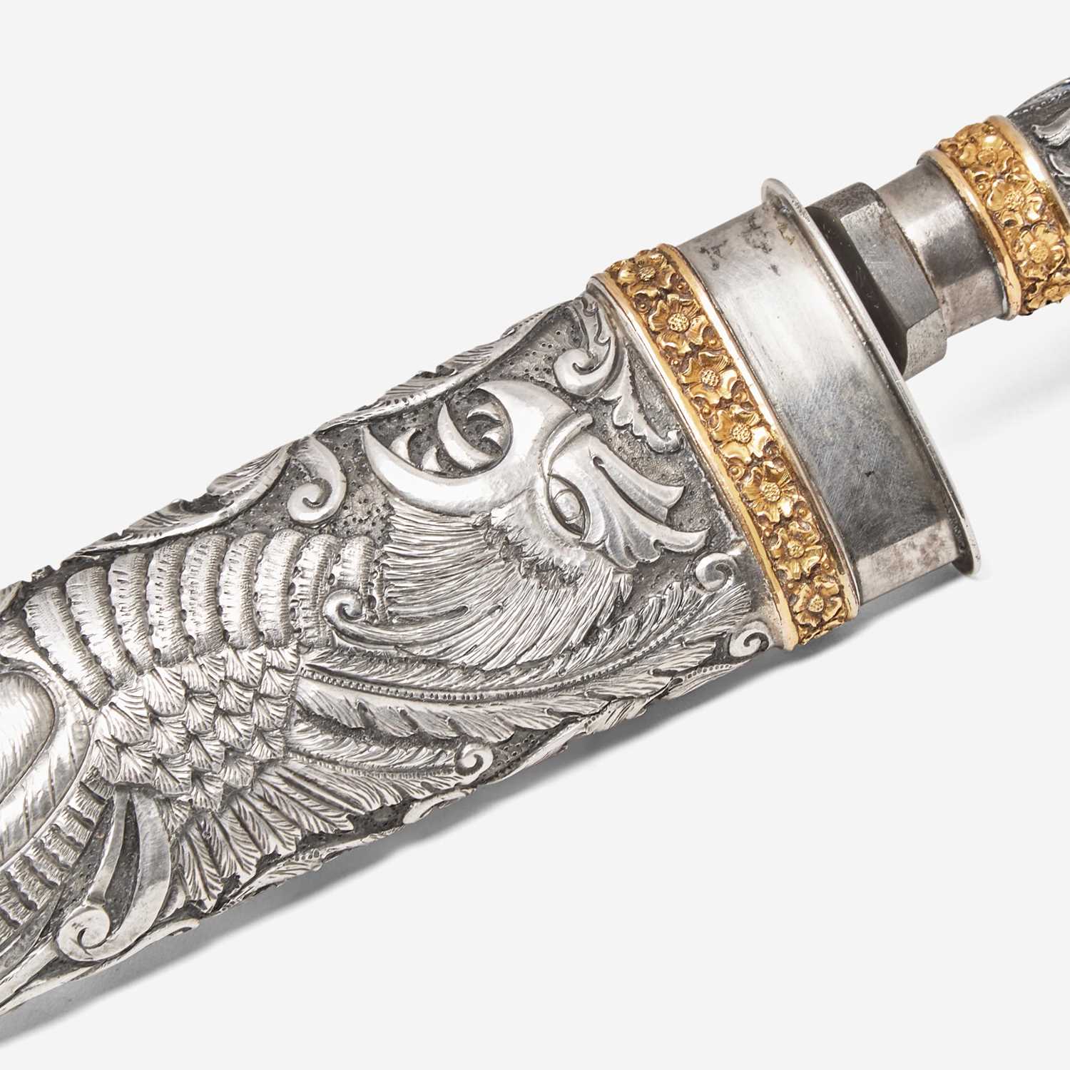 A repoussé silver and gold gaucho knife and flogger Heinrich Böker & Co. Arbolito S.A., Buenos - Image 3 of 3