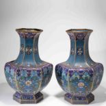 A PAIR OF LARGE CLOISONNE ENAMEL VASES