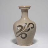 A KOREAN UNDERGLAZE-IRON PAINTED DISH-LIKE MOUTH VASE, JOSEON DYNASTY