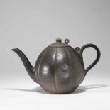 A KOREAN BLACK POTTERY MELON-SHAPED TEA POT AND COVER,SILLA PERIOD