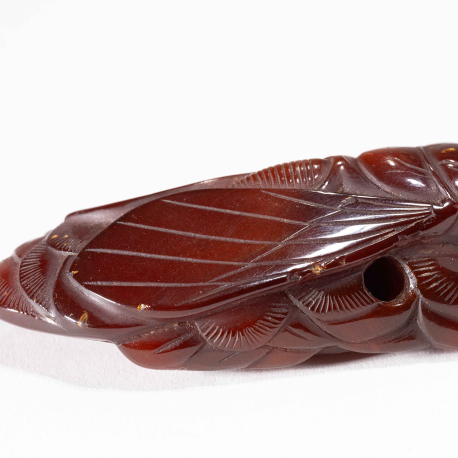 A CHINESE AMBER CICADA-FORM ORNAMENT - Image 8 of 8