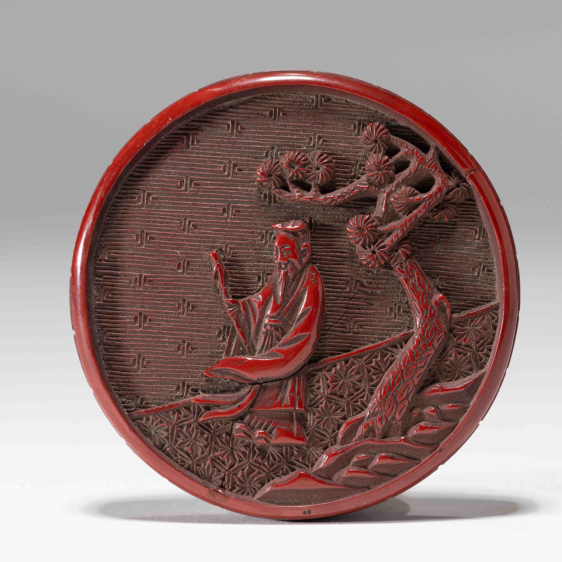 A CHINESE LACQUER 'FIGURE' INCENSE BOX, MING DYNASTY