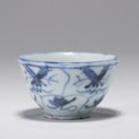 A KOREAN BLUE AND WHITE ‘FLOWERS' TEA CUP, JOSEON DYNASTY