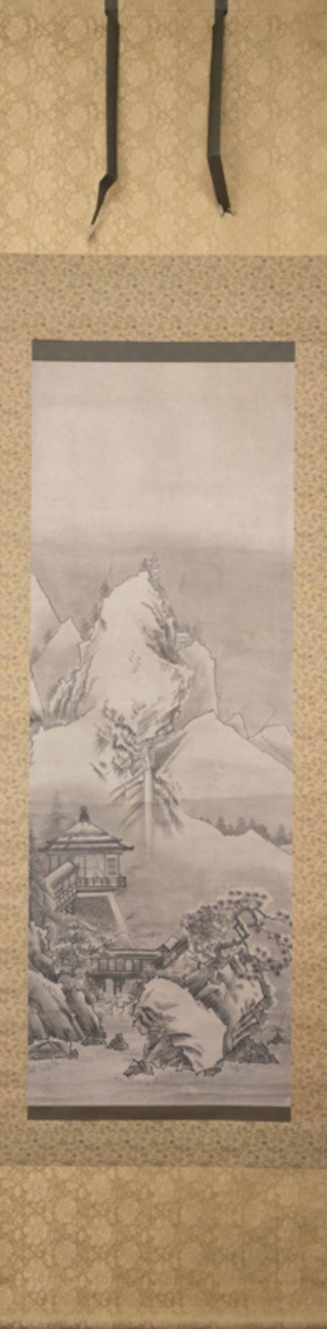 ZHOU WEN, A SET OF TWO hanging SCROLLS, LANDSCAPE 周文 山水樓閣雙條屏 - Image 8 of 17