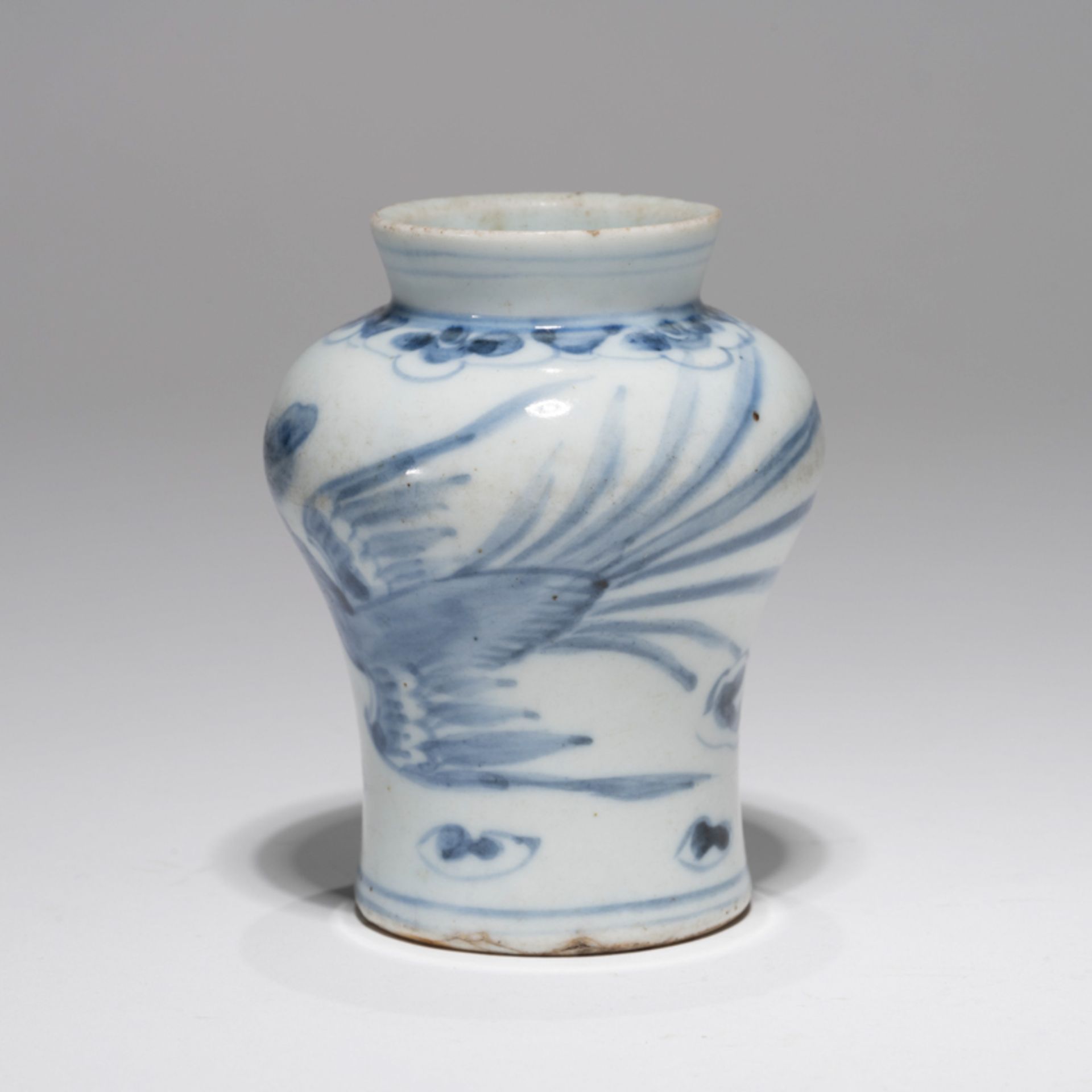 A SMALL KOREAN BLUE AND WHITE 'PHOENIX' JAR, JOSEON DYNASTY - Image 3 of 9