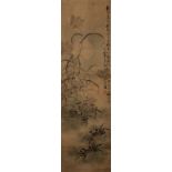 AHN JUNG-SIK, CRABS, KOREAN HANGING SCROLL 安中植 稻蟹圖