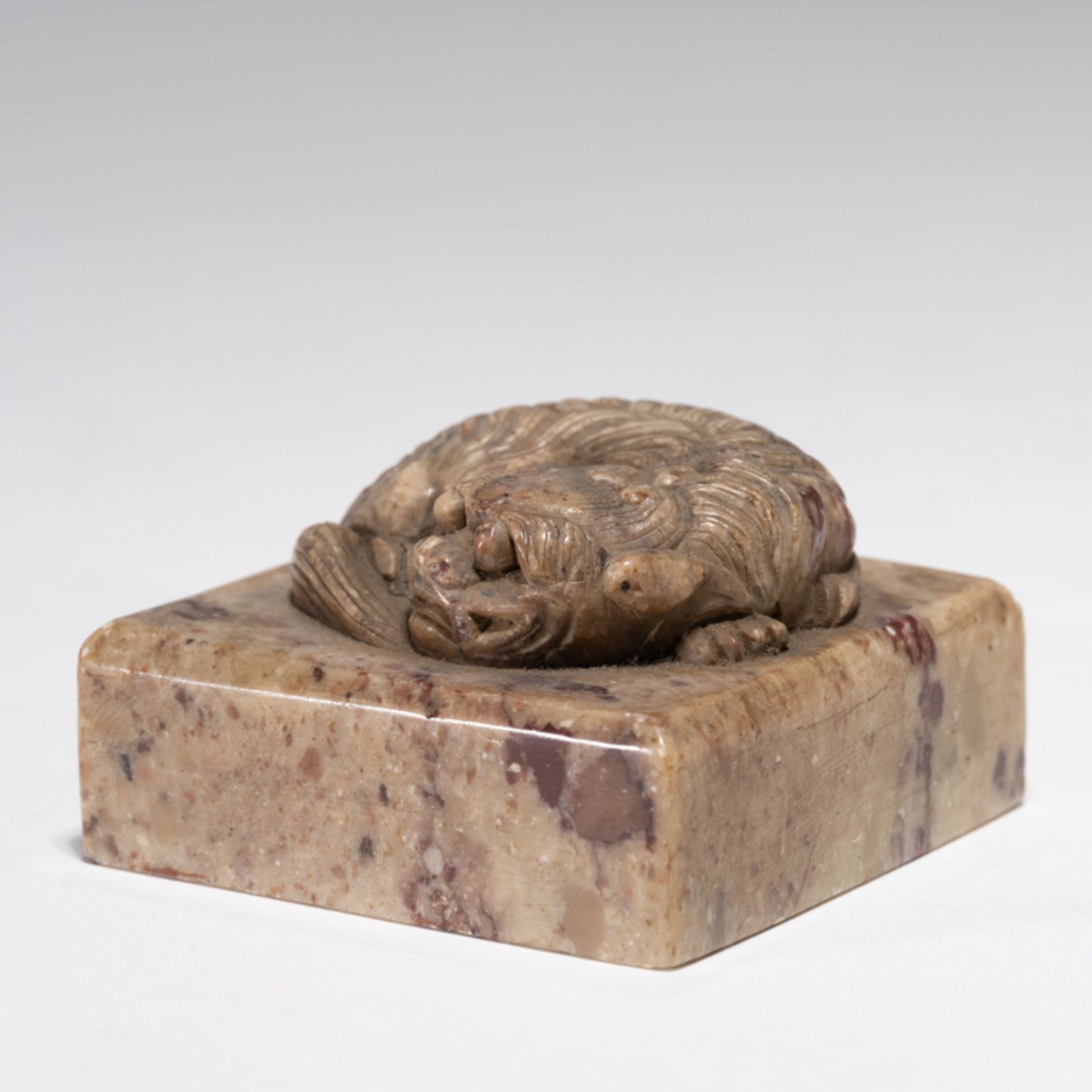 A CHINESE STONE 'LION' SQUARE SEAL