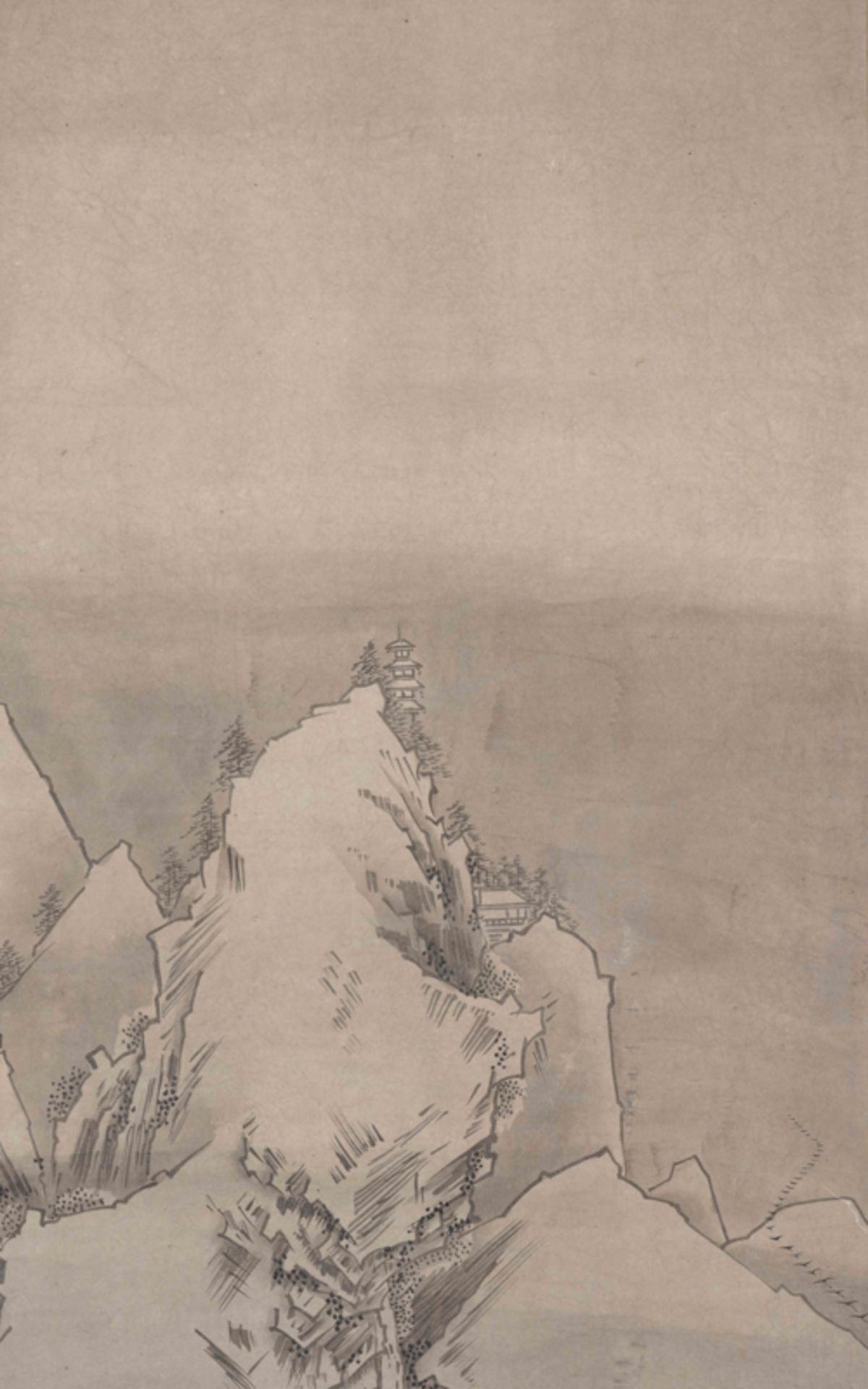 ZHOU WEN, A SET OF TWO hanging SCROLLS, LANDSCAPE 周文 山水樓閣雙條屏 - Image 10 of 17