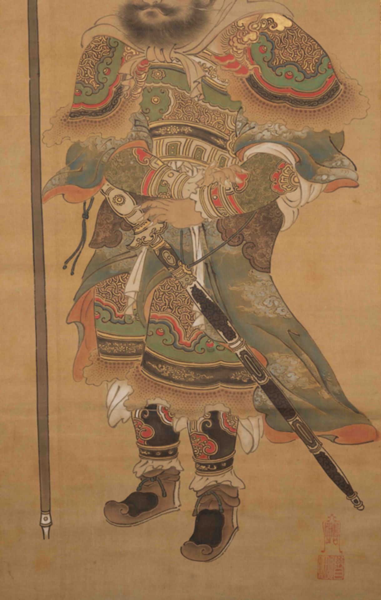 A SET OF TWO HANGING SCROLLS, GUAN YU AND ZHANG FEI 關羽、張飛像2點 - Image 5 of 17