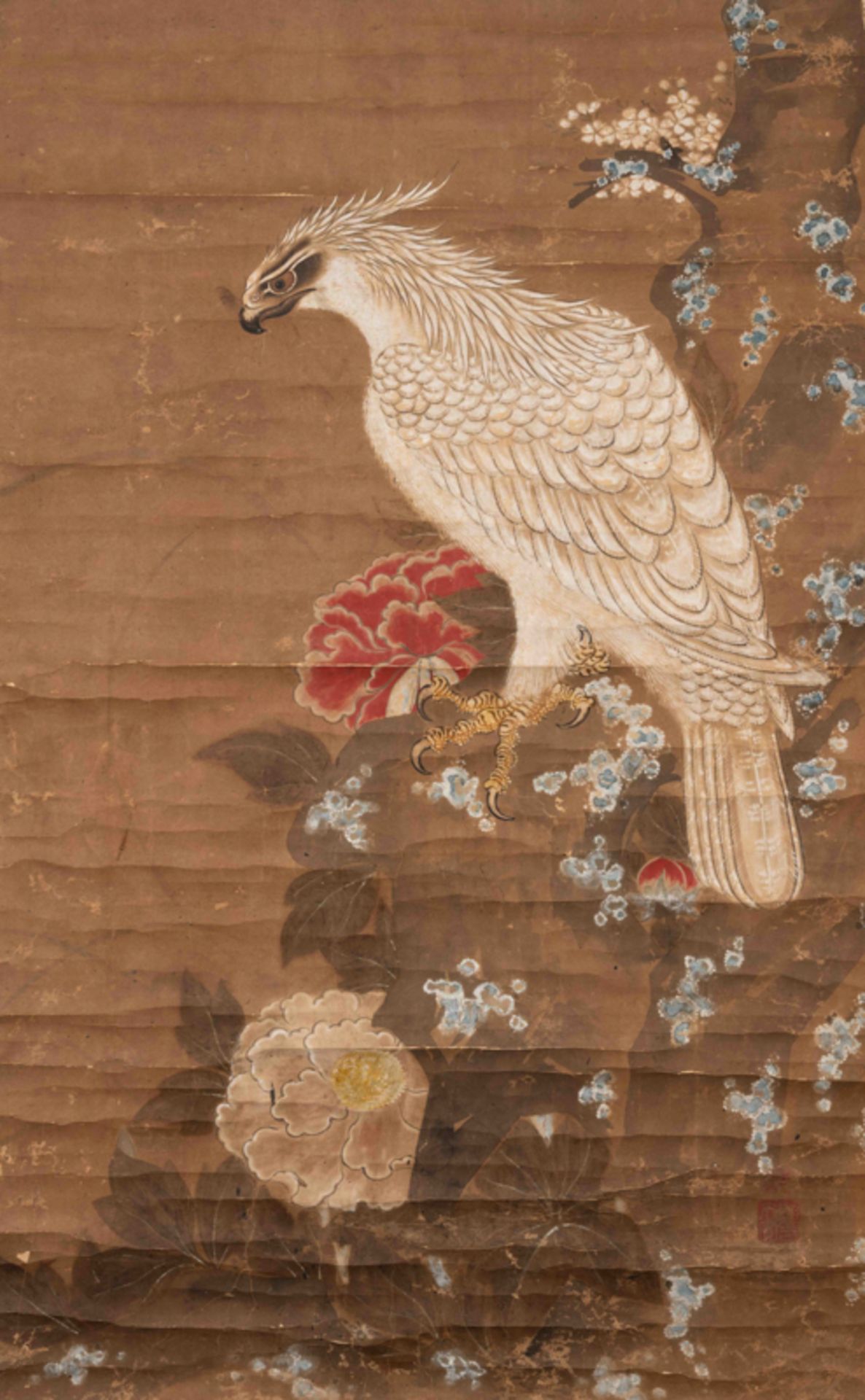 PEONY AND EAGLE, ARTIST UNKNOWN 佚名 牡丹鷹石圖 - Image 4 of 9