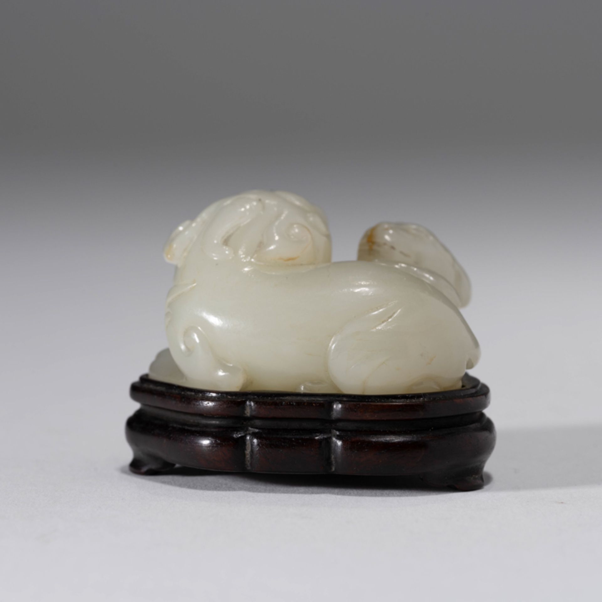 A CHINESE WHITE JADE BEAST-FORM WEIGHT - Image 3 of 7
