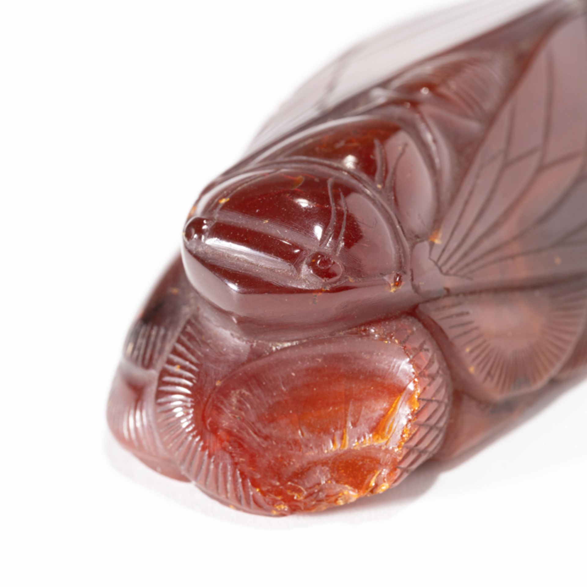 A CHINESE AMBER CICADA-FORM ORNAMENT - Image 5 of 8