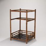 A CHINESE LACQUERED WOOD INLAID BAMBOO SHELF