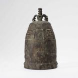 A KOREAN BRONZE BELL WITH 'FIGURE' DESIGN