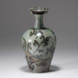 A KOREAN UNDERGLAZE-IRON PAINTED CELADON 'FLOWERS' VASE, GORYEO DYNASTY