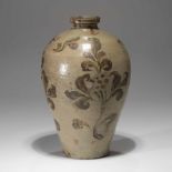 A KOREAN UNDERGLAZE-IRON PAINTED CELADON 'PEONY' VASE, JOSEON DYNASTY