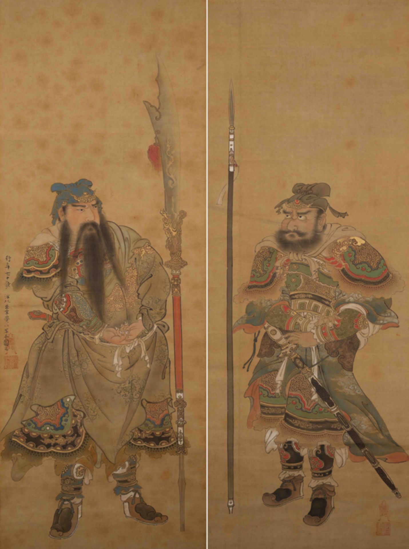 A SET OF TWO HANGING SCROLLS, GUAN YU AND ZHANG FEI 關羽、張飛像2點