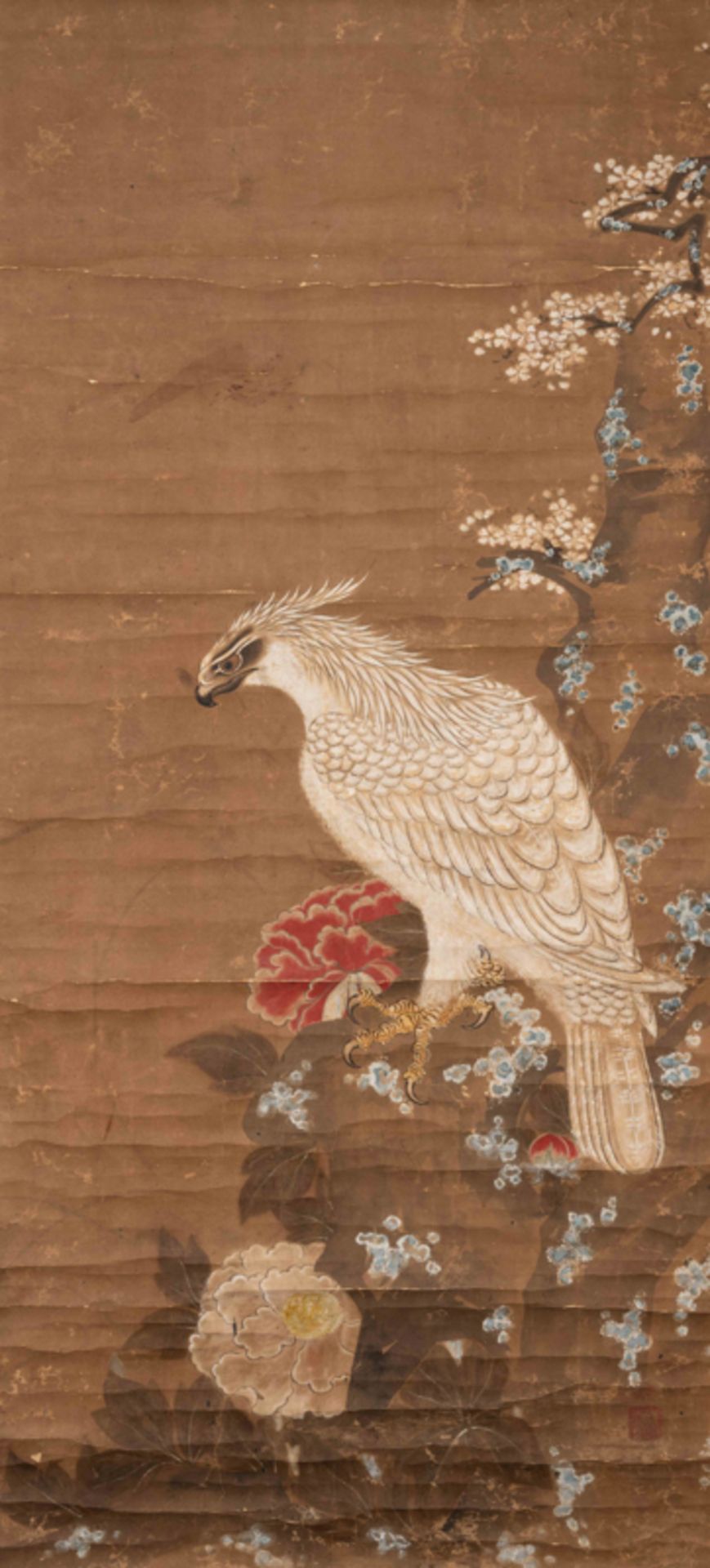 PEONY AND EAGLE, ARTIST UNKNOWN 佚名 牡丹鷹石圖