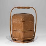 A BAMBOO BASKET WITH TWO INNER LACQUERED LAYERS