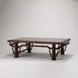 A CHINESE WOOD TABLE WITH BAMBOO SHAPED LEGS