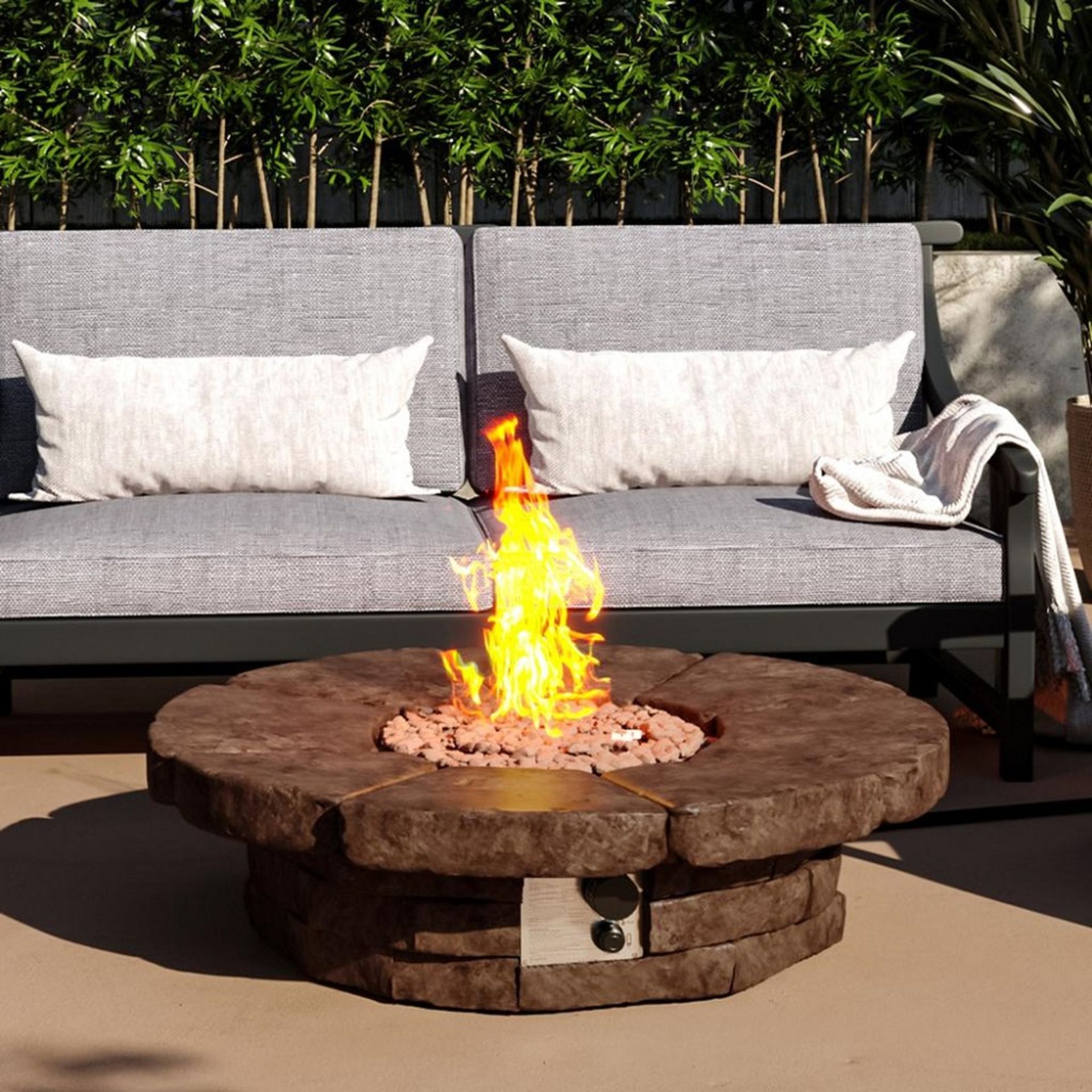 Brand New Large Round Gas Firepit Heater RRP £347 Stone Concrete Effect Outdoor Garden Patio Heater - Image 7 of 7