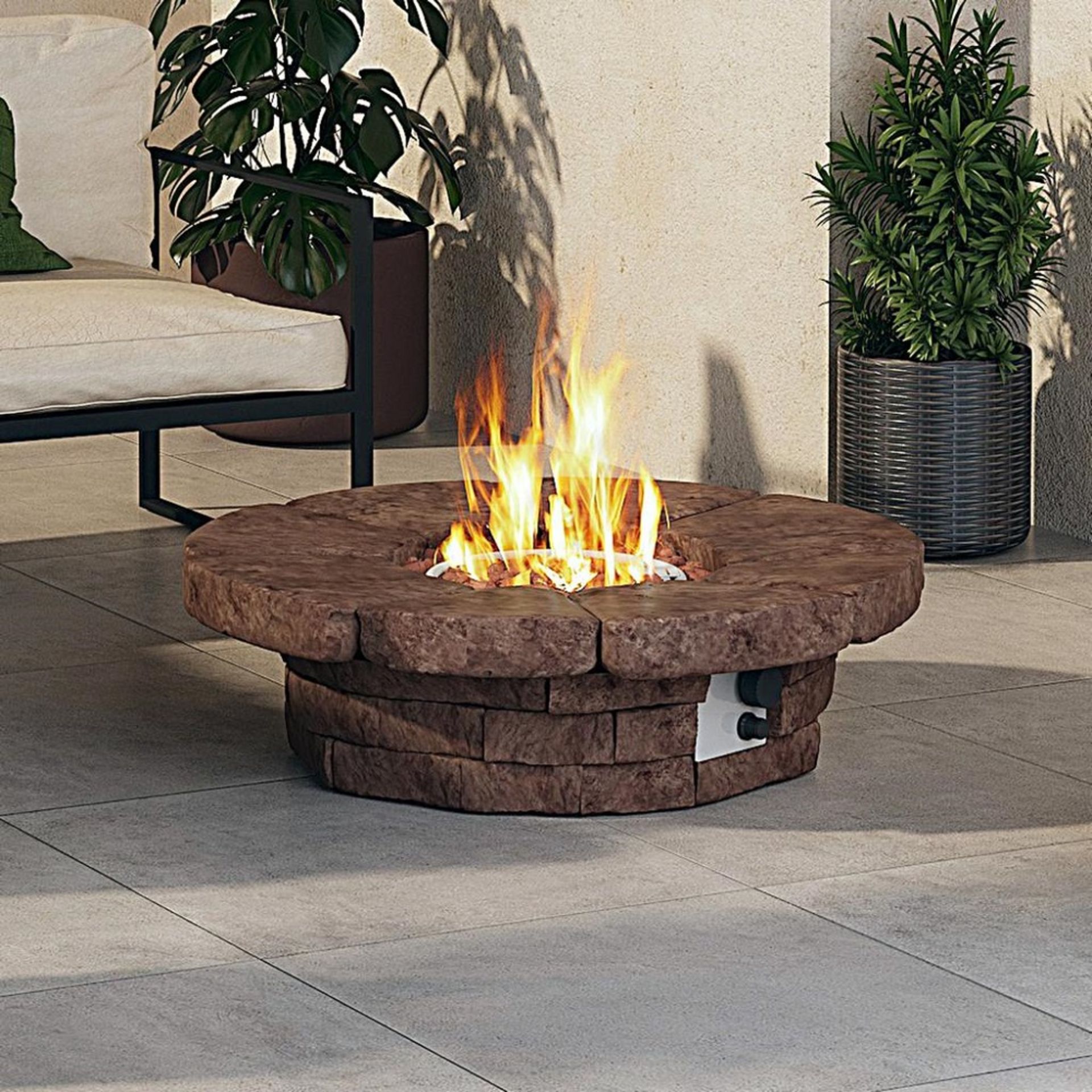Brand New Large Round Gas Firepit Heater RRP £347 Stone Concrete Effect Outdoor Garden Patio Heater - Image 6 of 7