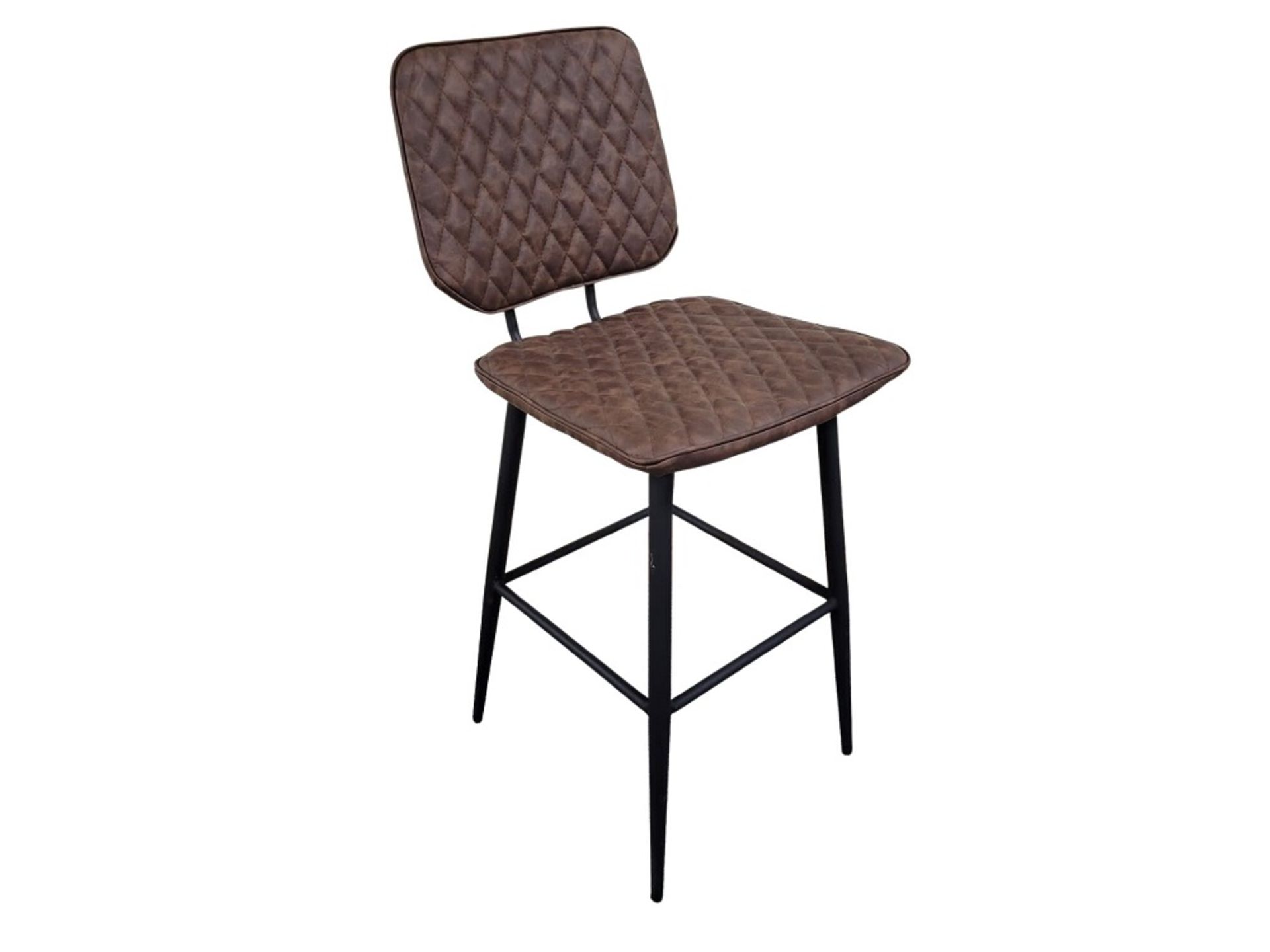 RRP £249 - Set of 2 x Fully Assembled Industrial Brown Barstools, Ex-Display