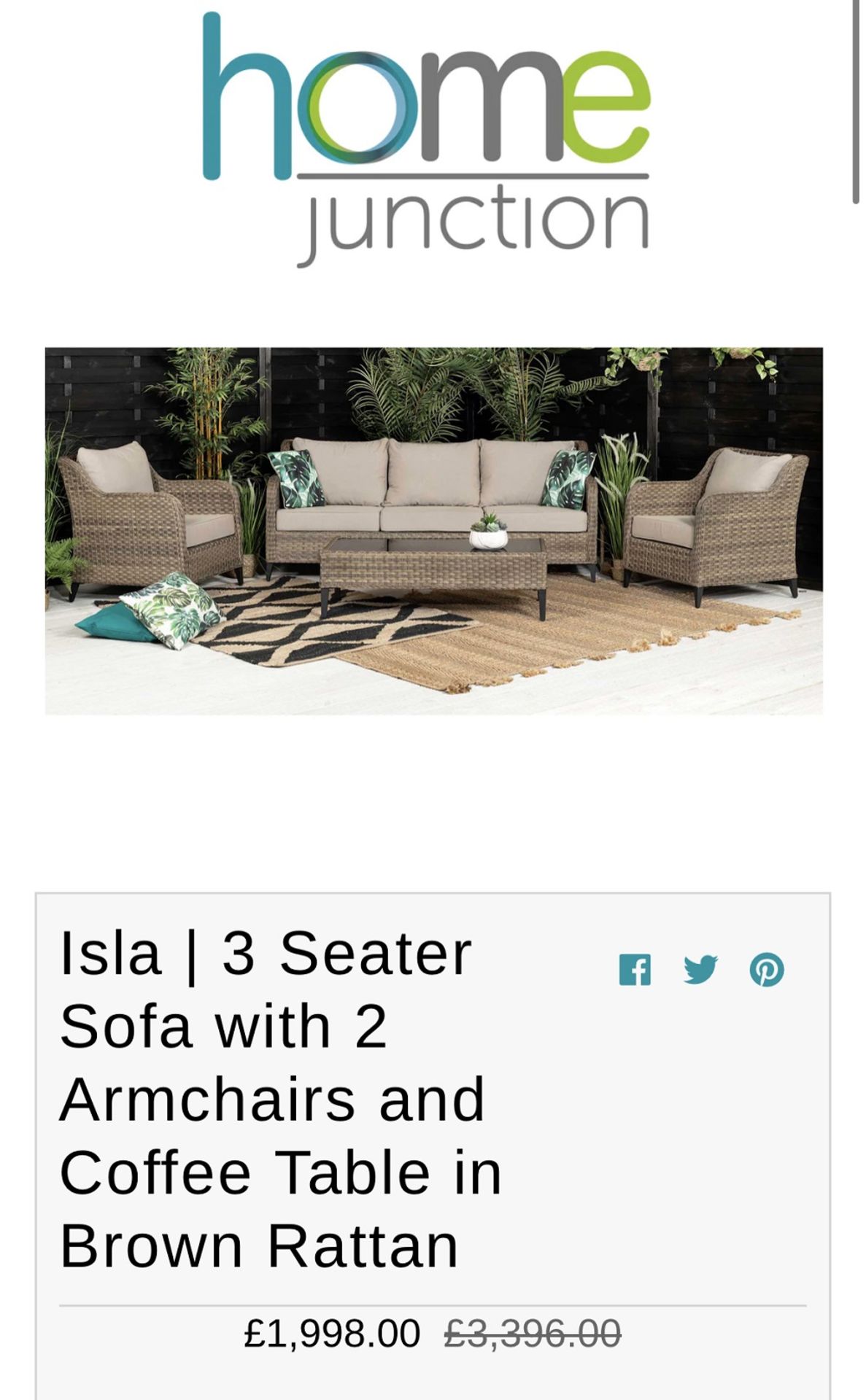 BRAND NEW- RRP £3396 - 'Home Junction Isla' PREMIUM Rattan Garden Furniture Sofa Set + Coffee Table - Image 2 of 8