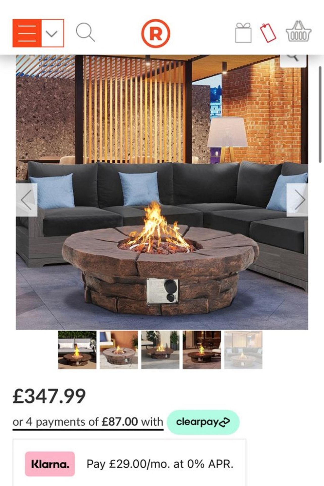 Brand New Large Round Gas Firepit Heater RRP £347 Stone Concrete Effect Outdoor Garden Patio Heater - Image 2 of 7