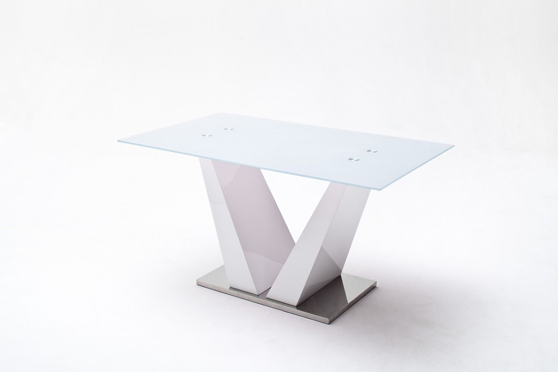 Brand New Boxed White Gloss Glass Top Dining Table RRP £599 - Image 2 of 3