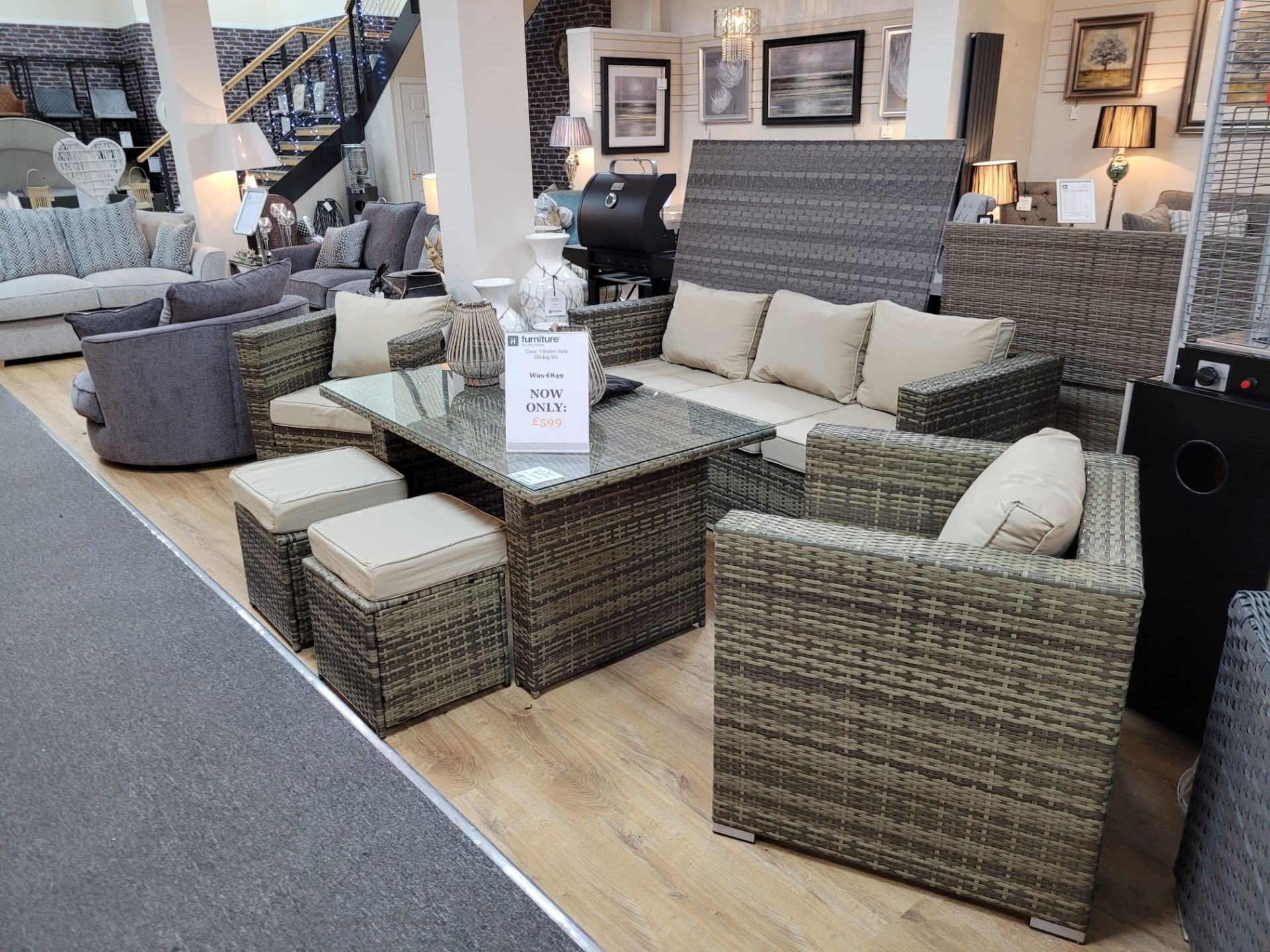 BRAND NEW BOXED - Rattan Outdoor Sofa 7 Seater Dining Table Set Brown Natural Wicker Weave - Image 2 of 9