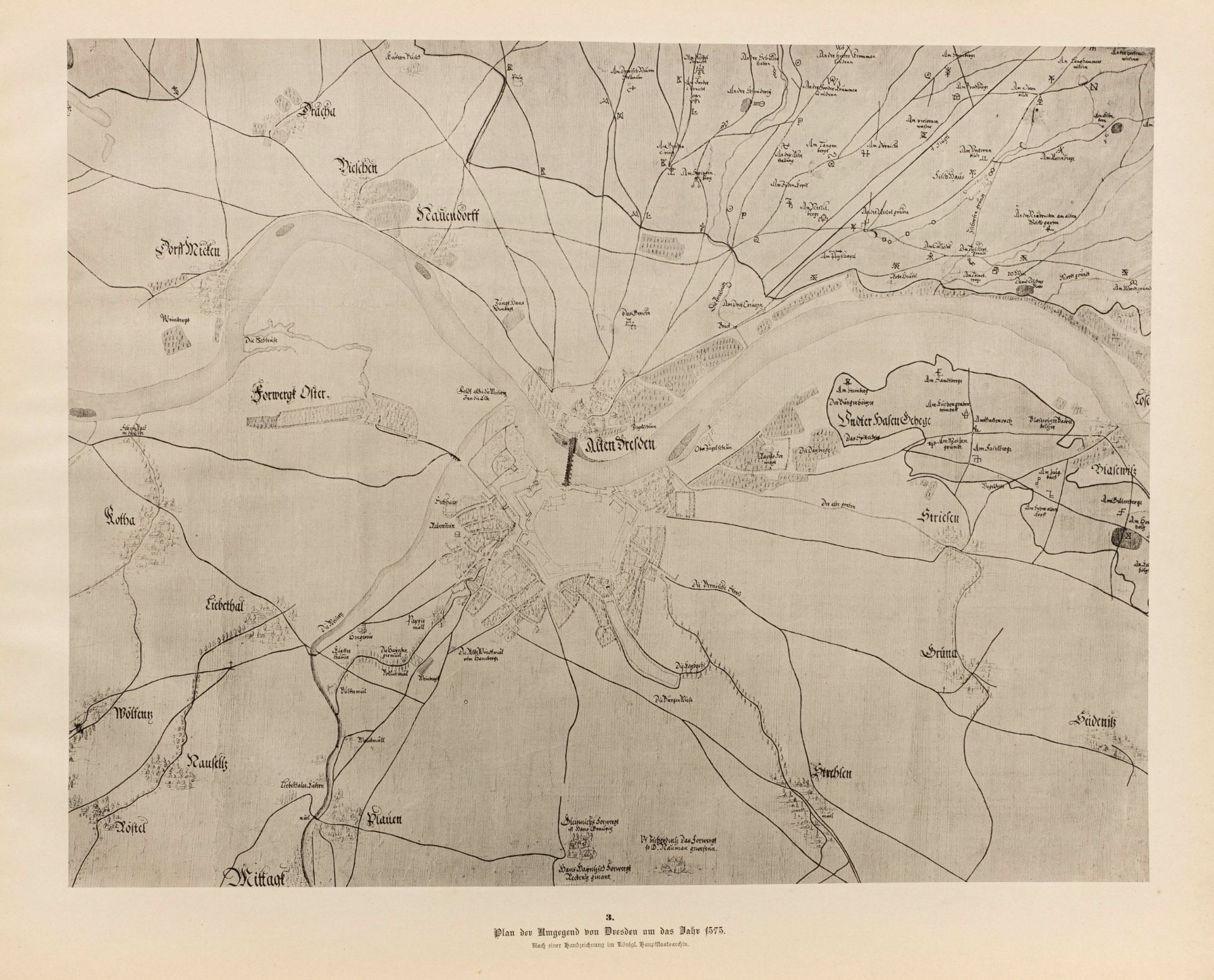 Atlas zur Geschichte Dresdens. Pläne und Ansichten der Stadt aus den Jahren 1521 bis 1898 - Image 6 of 9