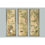 A GROUP OF THREE SCROLL PAINTINGS WITH DUCKS, BIRDS, AND RABBITS, QING
