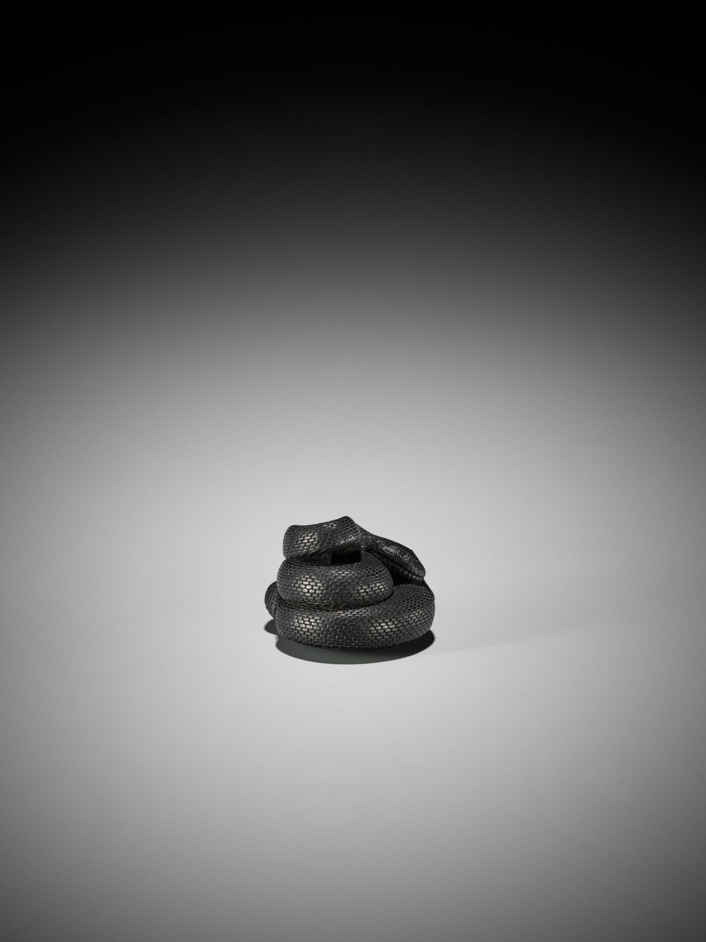 VADYM PYVOVAR: AN EBONY NETSUKE OF A COILED SNAKE AFTER MATSUDA SUKENAGA - Bild 9 aus 12