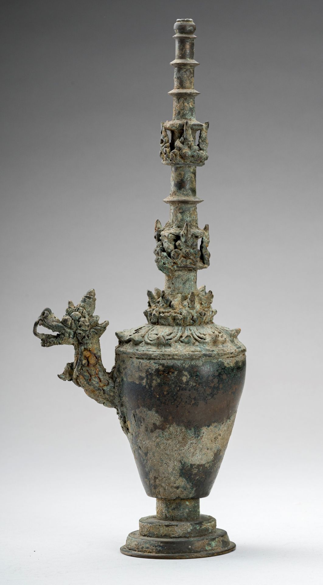 A RARE JAVANESE BRONZE OIL LAMP